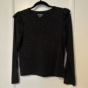 Joe Fresh Black Glitter Long Sleeve Top
